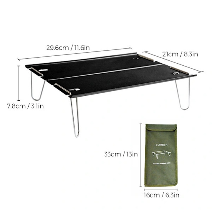 Masa pliabila camping aluminiu otel inoxidabil negru 29.6x21x7.8cm