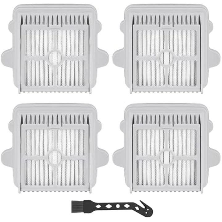 Set 4 bucati, Filtru HEPA compatibil cu Roborock F25 ACE, F25 RT, F25 LT, F25 ALT, F25 Wet Dry, lavabil si reutilizabil, capteaza pana la 99.97% din praf si alergeni, Alb