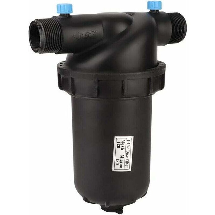 Filtru disc pentru irigatii, polipropilena, filtru 120 mesh (120 microni), filet extern 1-1/2 (50 mm), compatibil cu pompe si sisteme de irigatii, negru, 1 buc