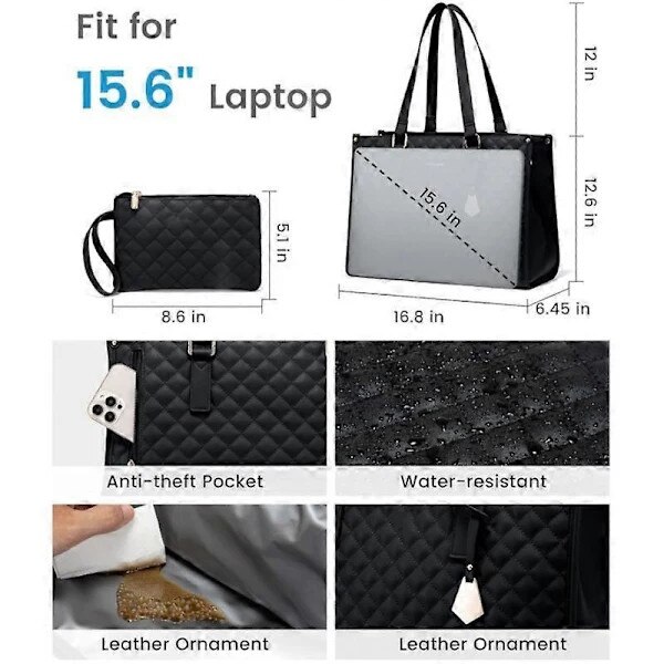 Geanta laptop cu compartiment termoizolant din material impermeabil, convertibila, cu separator pliabil, etansa si cu compartiment pentru laptop 15.6 inch, Negru