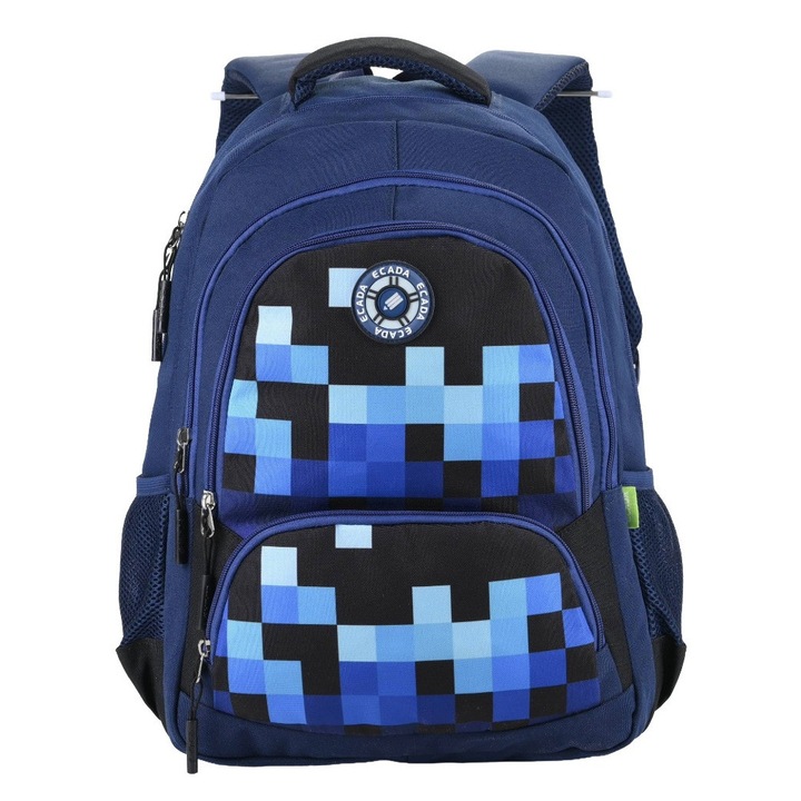 Ghiozdan scolar cu design pixelat, 46 cm, pentru elevi moderni ECADA sku28