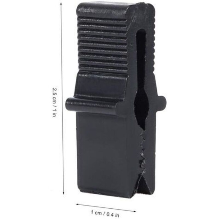 Cleme/clipsuri pentru fixare folie sera, din PP, reutilizabile si rezistente la soare si ploaie, pentru sarma 2.0-3.5 mm, Negru, 200 bucati