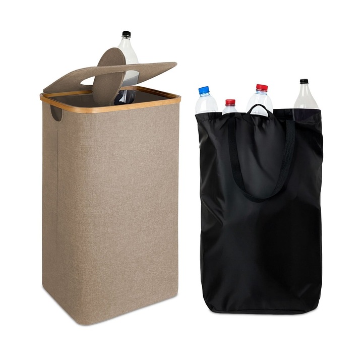 Colector de sticle din fetru cu capac si sac detasabil, organizare practica