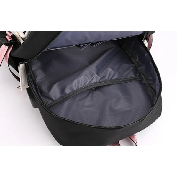 Rucsac fete, negru roz, rezistent la apa, 15.6 inch, cu USB si jack casti
