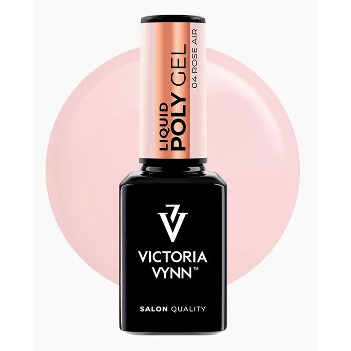 Течен полигел Victoria Vynn 04 Rose Air, акрилогел, саморазливен, за удължаване до 5 мм, светлорозов, 15 мл