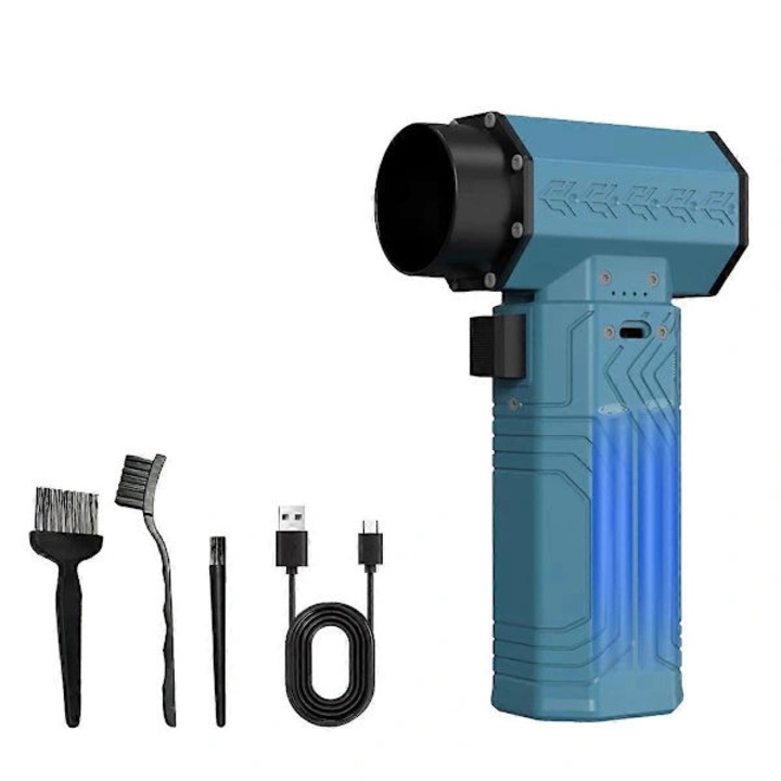 Hordozható turbó sugárhajtású ventilátor, 600g, kék, 2500mAh, 420W, 70m/s