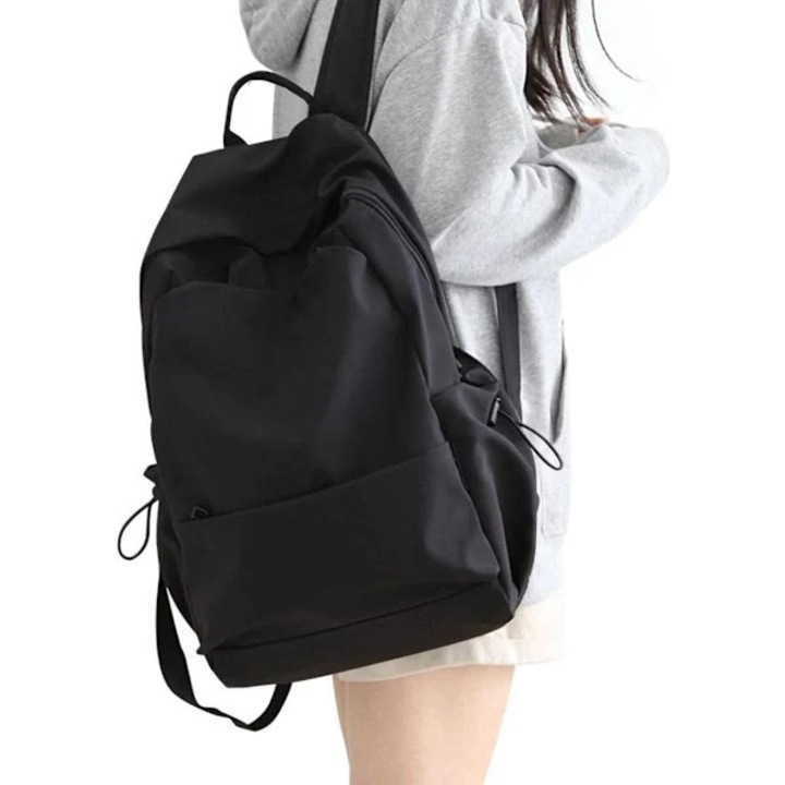 Vízálló, könnyű textil hátizsák/iskolatáska, párnázott 14 hüvelykes laptoprekesszel, uniszex, fekete, 32 x 17 x 45 cm