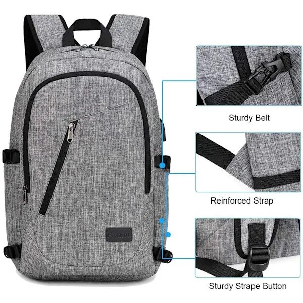 Rucsac laptop 17 inch, rezistent la apa, cu port USB, 47x32x15cm
