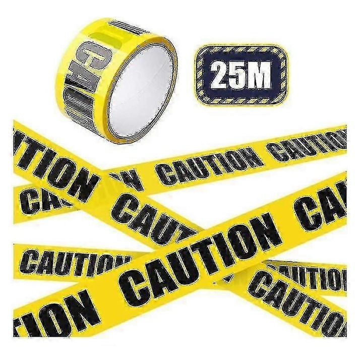 Figyelmeztető szalag, öntapadó jelzőszalag CAUTION felirattal, magas láthatóság, sárga/fekete, 100 m, 48 mm