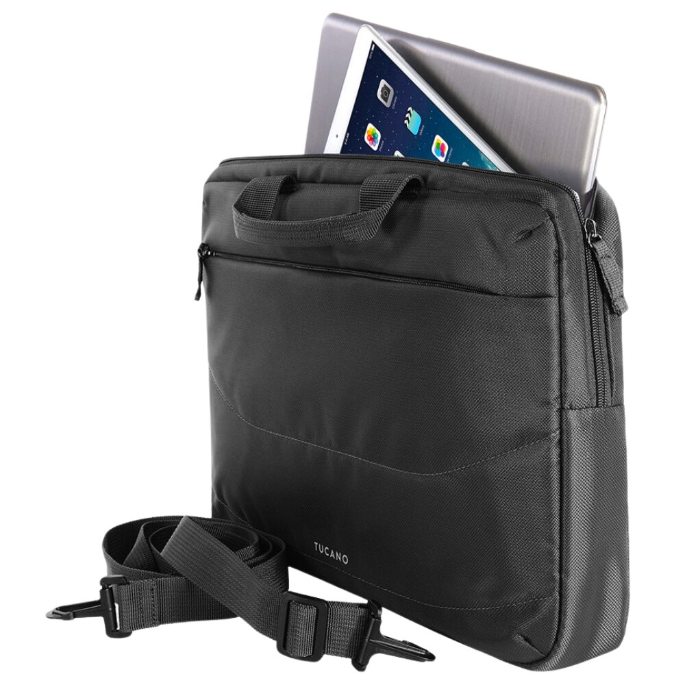 Tucano, Geanta/husa pentru laptop din textil, set cu mouse, Borsa Idea, Negru, 13.3/14"