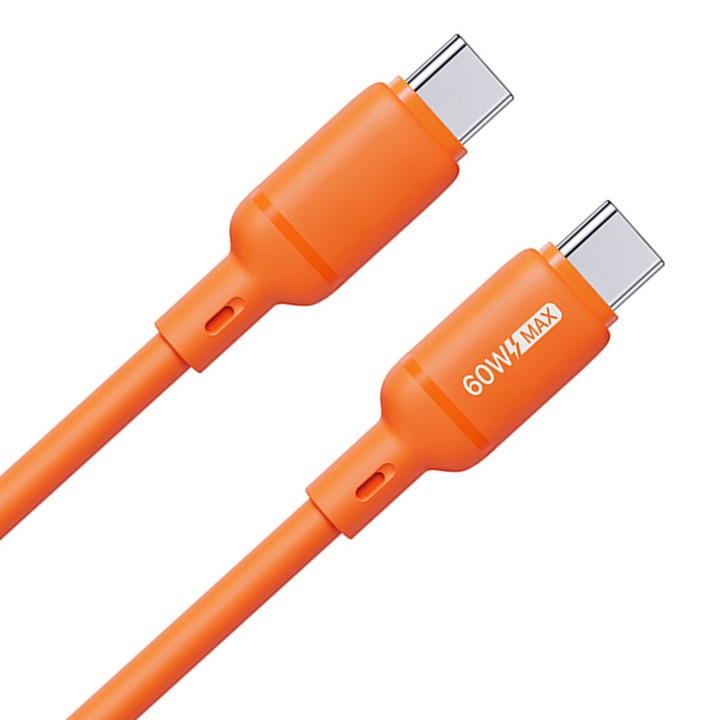 Cablu USB C la USB C, 60W, 480Mbps, silicon, amber, 1m