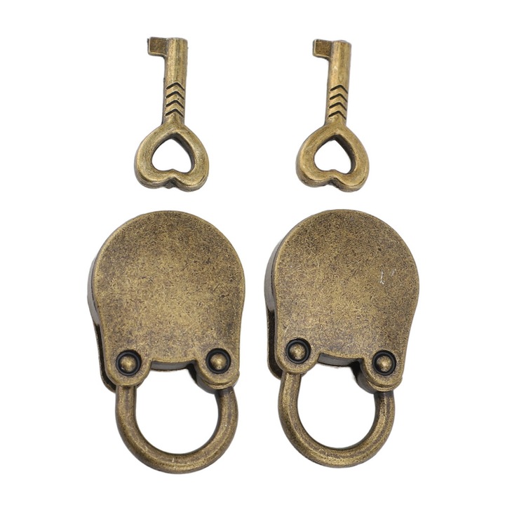 2 darabos készlet, mini maci alakú lakatok cinkötvözetből, kulcsokkal, bronz, 2 x 38 x 30 mm
