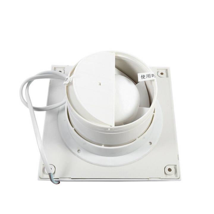 Fali elszívó ventilátor 6 inch, 220V, ABS, fehér, 20x20cm