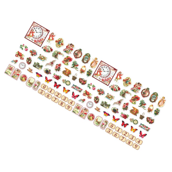 100 db fekete vintage matrica készlet scrapbookinghoz 10x15cm