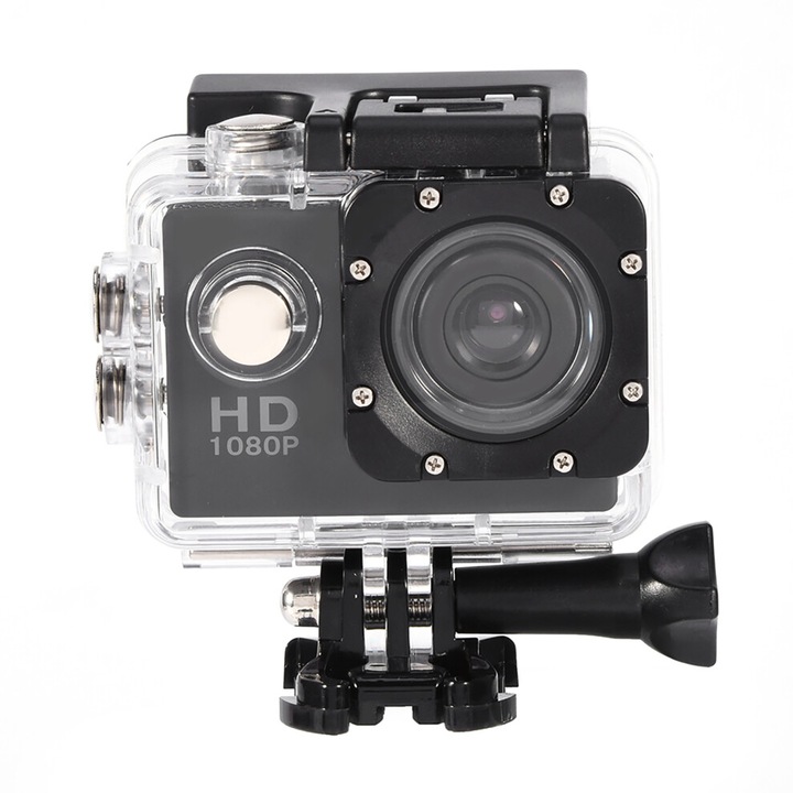 Camera sport mini DV, negru, 1080P, 2.0" ecran, rezistenta la apa, 30m, 335g