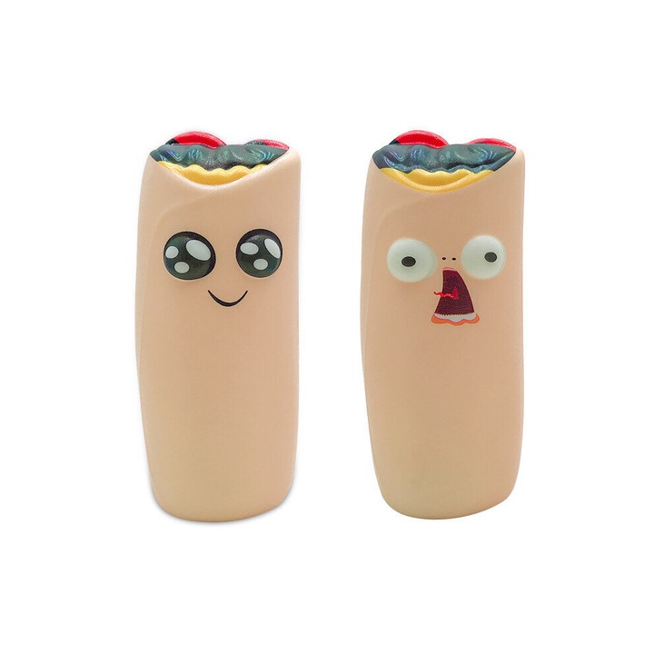 Комплект от 2 броя, Антистрес играчка squishy Burrito, от хранителен PU, с бавно възстановяване, Многоцветен, 13 x 5.5 см