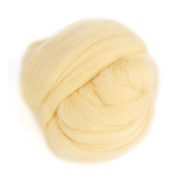 Lana pentru filtuire, lana cardata, non-toxica, ecologica, textura moale si pufos, Crem, 55g