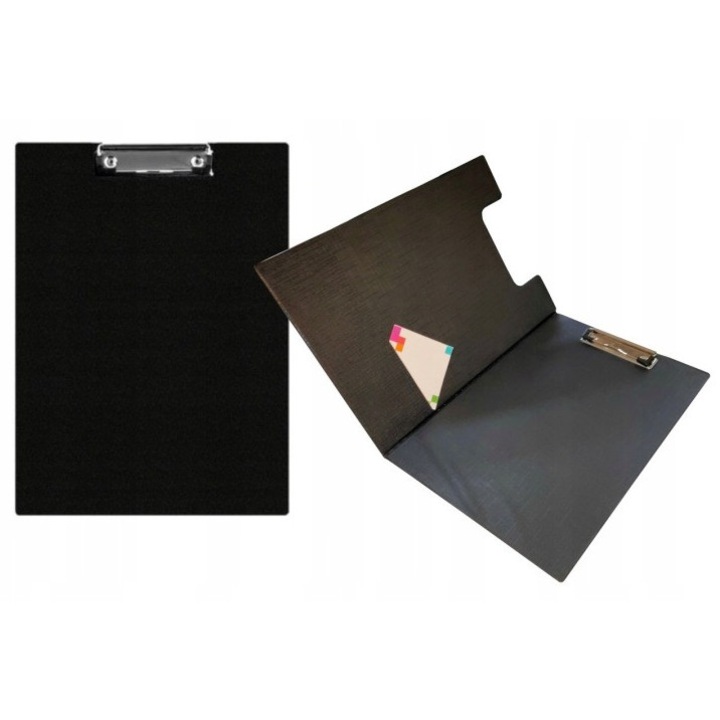 Clipboard Penword 913039 (tábla), zárt borítóval és fém csipesszel csúszásgátló védelemmel, merev PVC bevonatú kartonból, Fekete, A4
