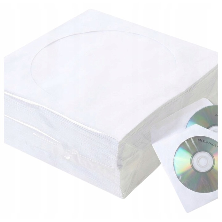 100 darabos szett, CD/DVD borítékok O100 mm-es ablakkal, ragasztó nélkül (lehajtható fül), 80g/m² papír, fehér, 125 x 125 mm