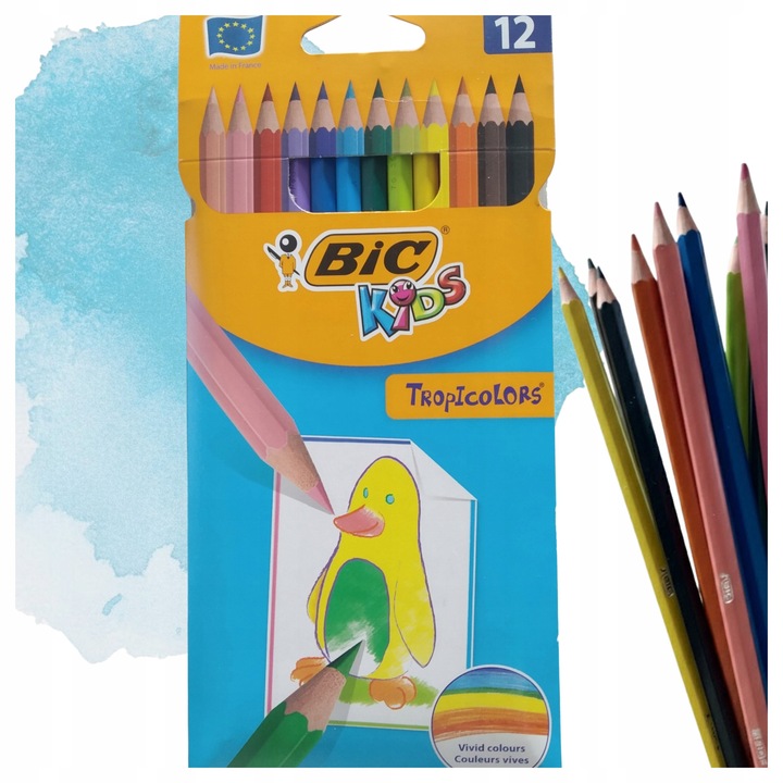 BIC Tropicolors színes ceruzák, színező ceruzák, intenzív pigmentekkel, ellenálló heggyel, többszínű, 12 szín