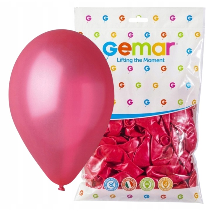 Gemar dekoratív fém piros léggömbök 13cm, 100 db-os szett