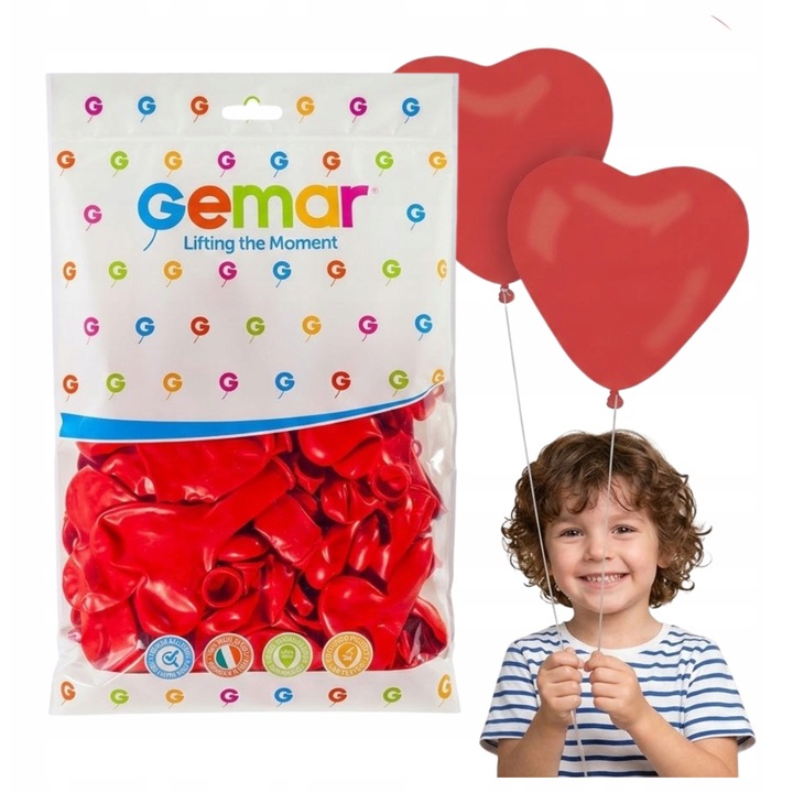 Gemar léggömb szett 50 piros szív 30x30cm biológiailag lebomló