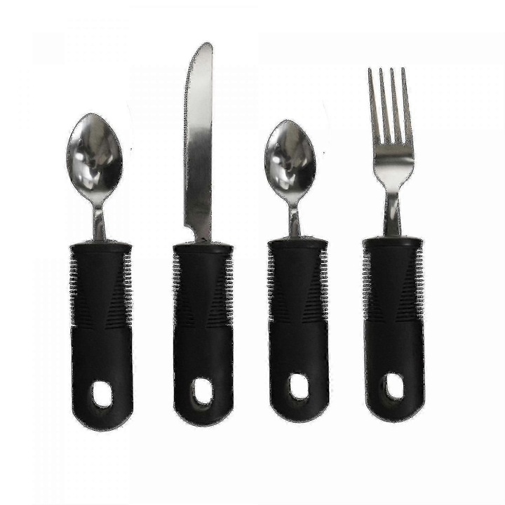 Set tacamuri ergonomice 4 piese negru 21x3x2cm