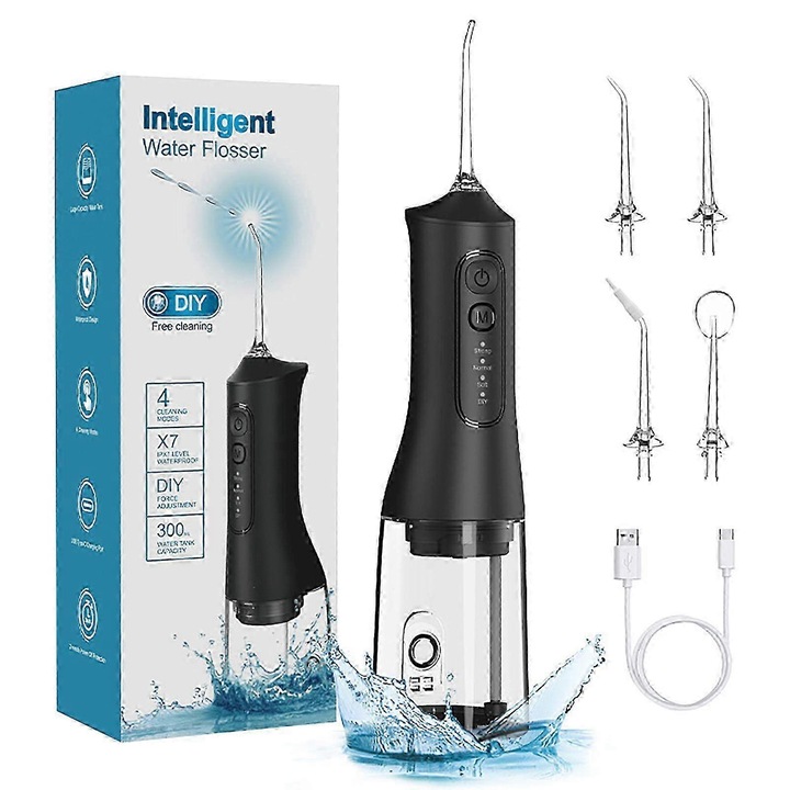 Irigator bucal cordless 4 moduri 4 duze 300ml USB