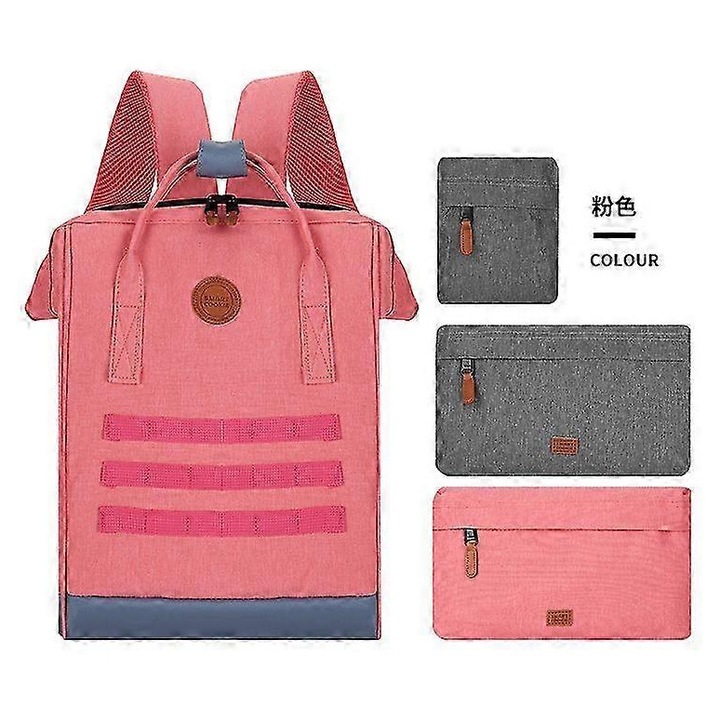 Pelenkázó hátizsák táska, textil, multifunkcionális több zsebbel, átalakítható hátizsák/kézitáska, Rózsaszín, 25-26 cm