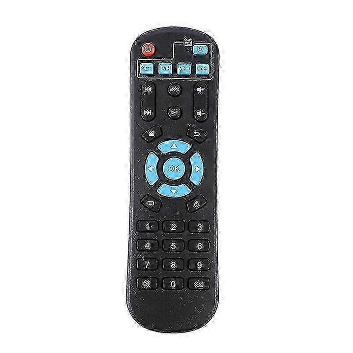 Telecomanda compatibila Android TV Box T95/S912/T95Z/H96/X96/HK1 25-26, cu butoane numerice, inlocuitor universal, negru/albastru, 1 buc
