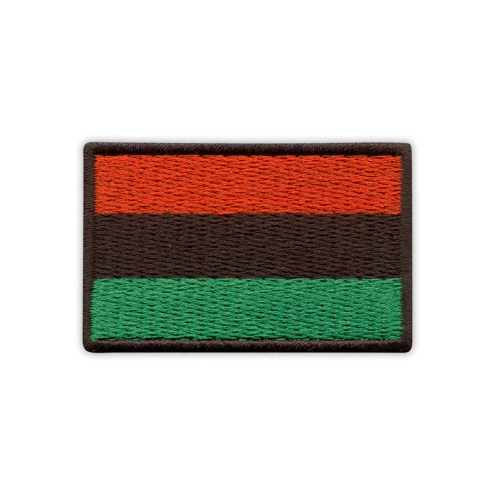 PATCHION, Hímzett textilfolt felvarrással, vágott széllel, téglalap alakú, Pán-afrikai zászló, Többszínű, 5.5x3.5 cm