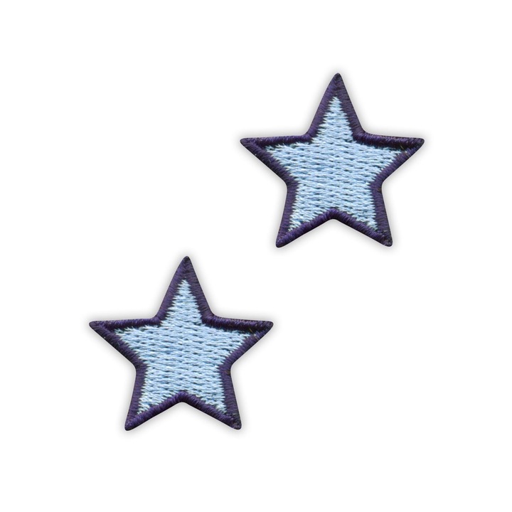 2 db hímzett csillagfolt készlet, PATCHION, világoskék, 2.6x2.6cm