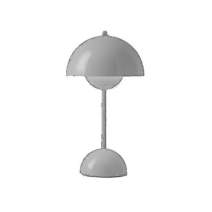 Lampa de masa / lampa de noptiera Nordic Flower, reincarcabila, LED inclus, dimmabila cu touch on/off, metal, gri deschis, 1 buc