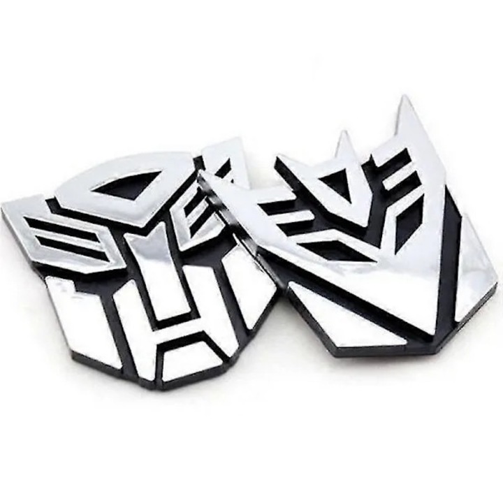 Emblema 3D Autobot Transformers, argintiu, autocolant, 1-PDBA 2-PDBH