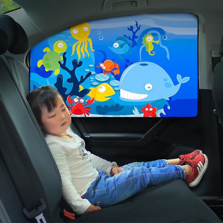 Parasolare magnetice auto, protectie UV si caldura, 78x50cm, negru