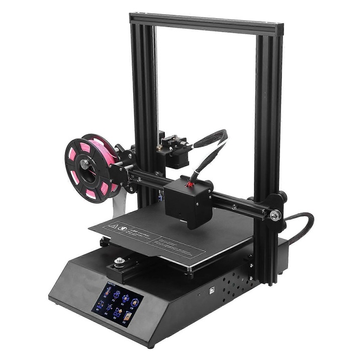 3D nyomtató, printer, nagy pontosság, automatikus kalibrálás auto-leveling, DIY készlet levehető lapokkal, 3.5 hüvelykes képernyő, sebesség akár 60 mm/s, nyomtatási térfogat 230x230x230 mm, fekete