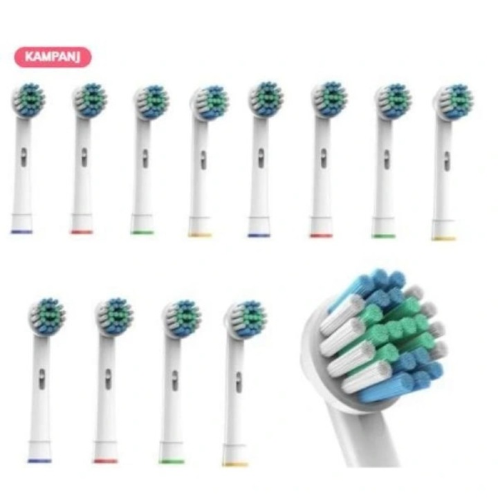 Capete de inlocuire periuta electrica compatibile cu Oral-B Braun, filamente unghiulate pentru curatare interdentara, indicator de uzura, Alb/Multicolor, Set 12 bucati