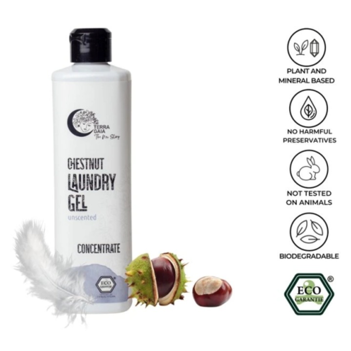 Detergent Eco Concentrat pentru Rufe cu Castane Fara Parfum 500 ml, TerraGaia