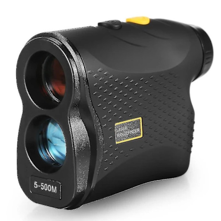 Telemetru laser / rangefinder, 6x, masurare 500/600/900 m, vitezometru pana la 300 km/h, moduri distanta/viteza/scan/ceata/blocare steag, compact si rezistent la apa, negru, 1 bucata