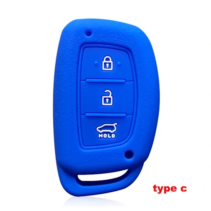 Husa cheie telecomanda, carcasa cheie compatibila Hyundai Creta 2021, Ioniq, Elantra, i30, ix35, Tucson 2017, silicon, 3 butoane, protectie antisoc si antipraf, albastru, 1 buc