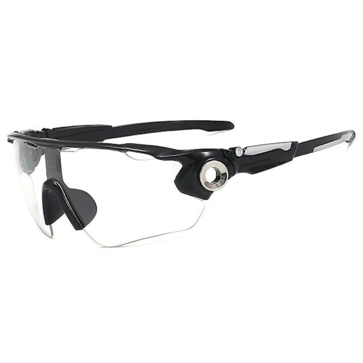 Ochelari sport/ochelari de soare din policarbonat, anti-ceata fizic, UV400, rezistenti la vant si praf, pentru ciclism si mountain bike, negru/transparent, marime universala