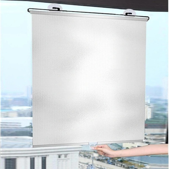 Rulou opac telescopic, argintiu, 50x125cm, protectie solara, portabil