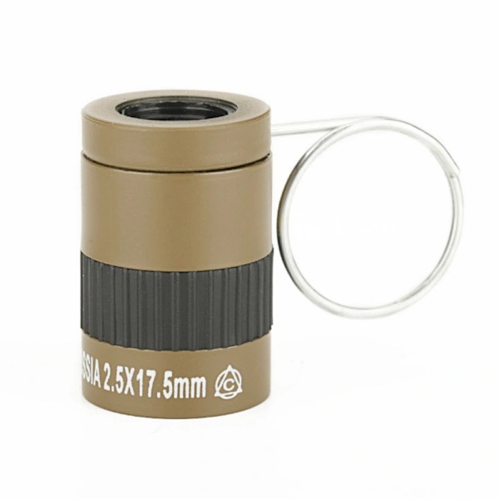 Monokuláris teleszkóp mini zseb 2.5X17.5mm, fém ház, kompozit akromatikus lencsék, forgatható fókuszálás, khaki, 1 db