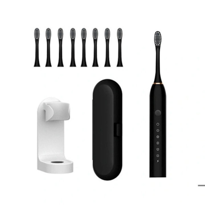 Periuta de dinti electrica, albire, sonic, negru, 8 capete, 6 straturi