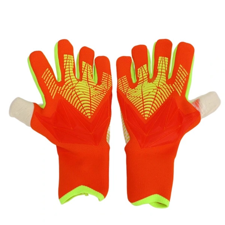 Manusi de portar pentru fotbal din latex si nylon, pereche, antiderapante, respirabile, cu protectie pentru degete, pentru antrenament si competitii, portocaliu, 9