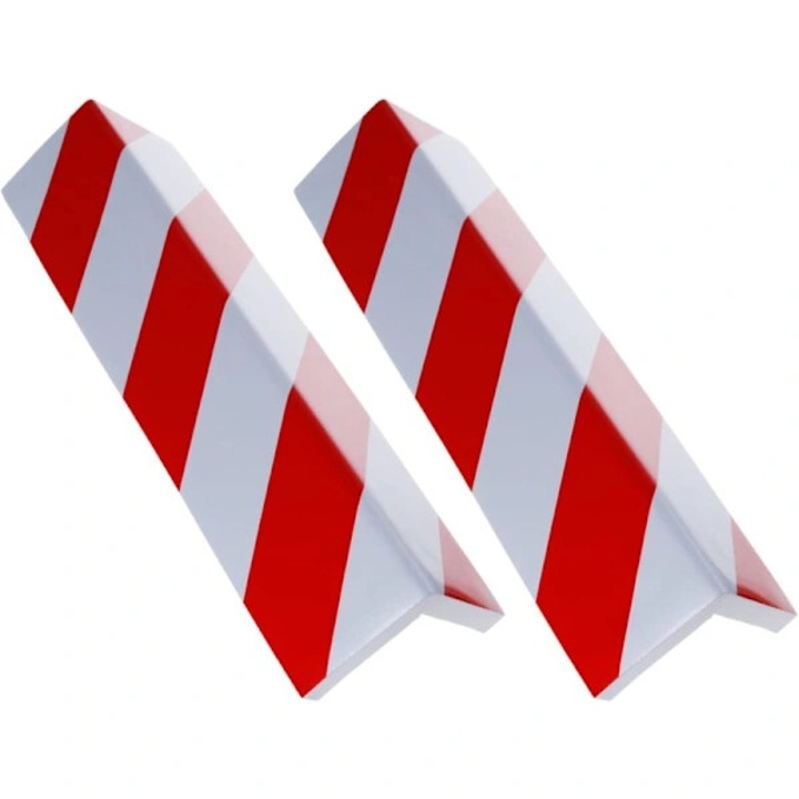 Set 2 bucati, Protectii colt perete/aparatori colturi din spuma, autocolant adeziv puternic si suprafata zimtata pentru aderenta, vizibilitate ridicata cu dungi, rosu/alb, 40x15x1.5 cm