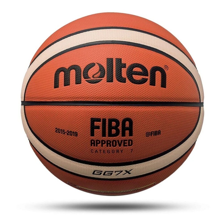 Molten, PU bőr kosárlabda, FIBA által jóváhagyott, kültéri és minden időjárási körülményhez, 12 paneles GG7X design, narancs/krém, 7-es méret