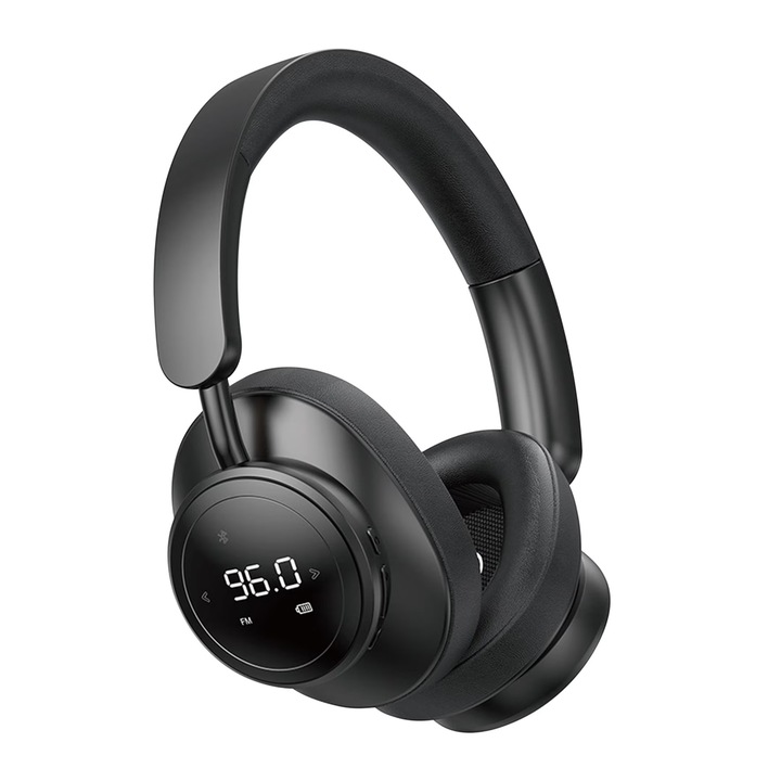 SX1 vezeték nélküli fejhallgató, kétmódú Bluetooth 5.0 és CET-4/CET-6 optimalizált FM rádió, Dolby Atmos, összecsukható mikrofon némító kapcsolóval, könnyű over-ear kialakítás memóriahabos fülpárnákkal, fekete, 1 db