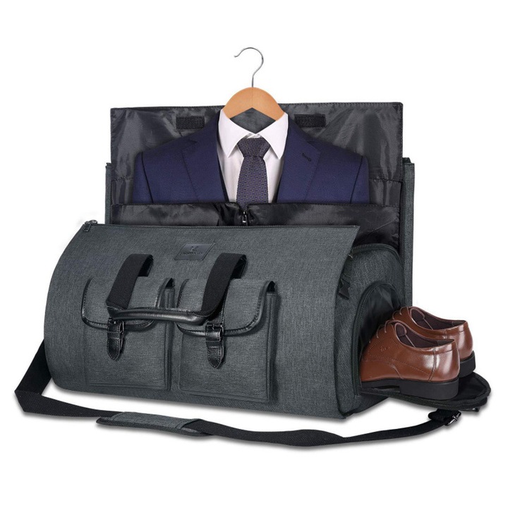 Vízálló ruhatartó táska, összecsukható, crossbody pánttal, fekete, 30x40x120cm