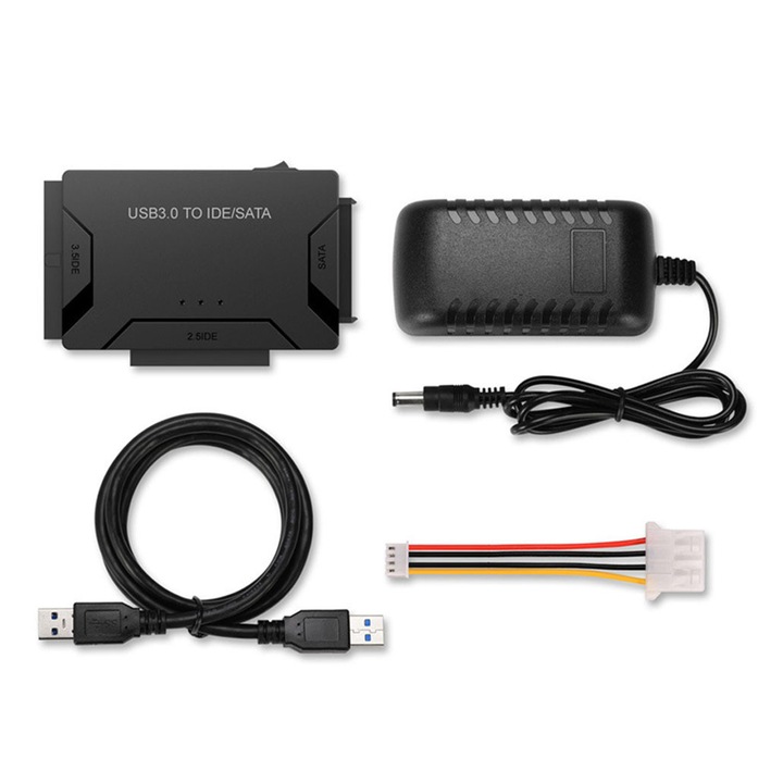 Адаптер за твърд диск USB 3.0, конвертор SATA IDE, бял, 12.5x7.5x2.8cm